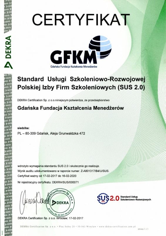 Standard Uslug Szkoleniowo-Rozwojowych SUS 2.0