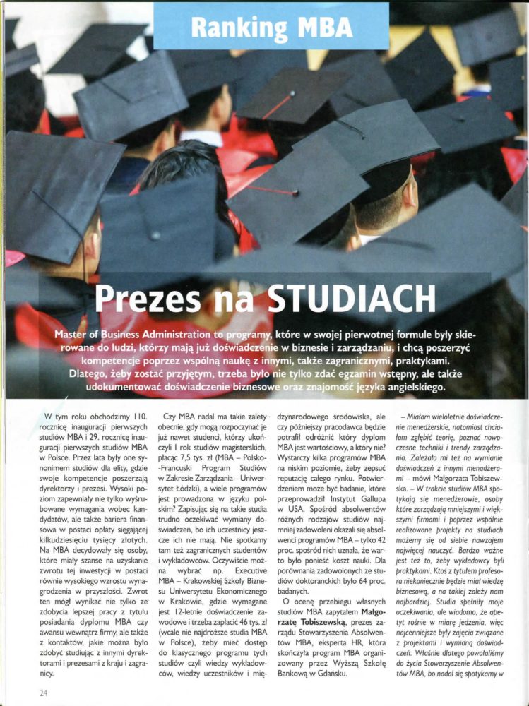 Perspektywy Ranking MBA gfkm w perspektywach przemyslaw wajda dyrektor mba