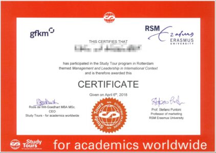 Certyfikat sesja wyjazdowa MBA GFKM