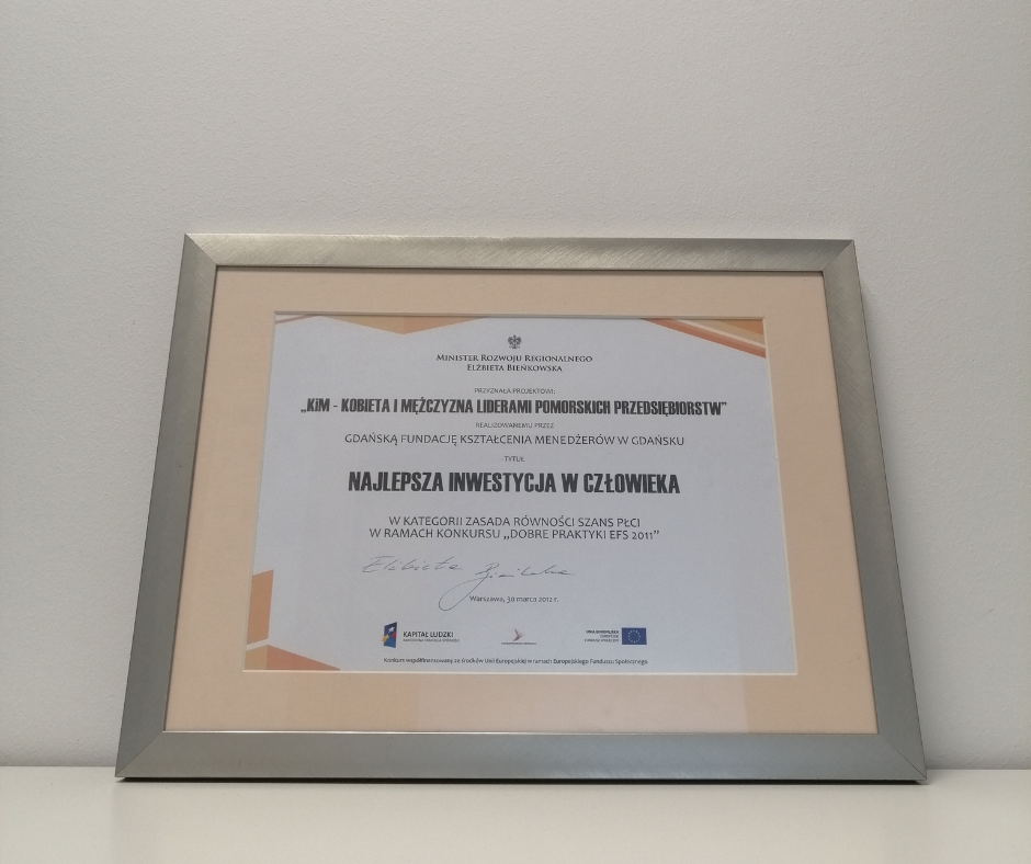 Nagroda za projekt GFKM mający na celu promocję równości płci.